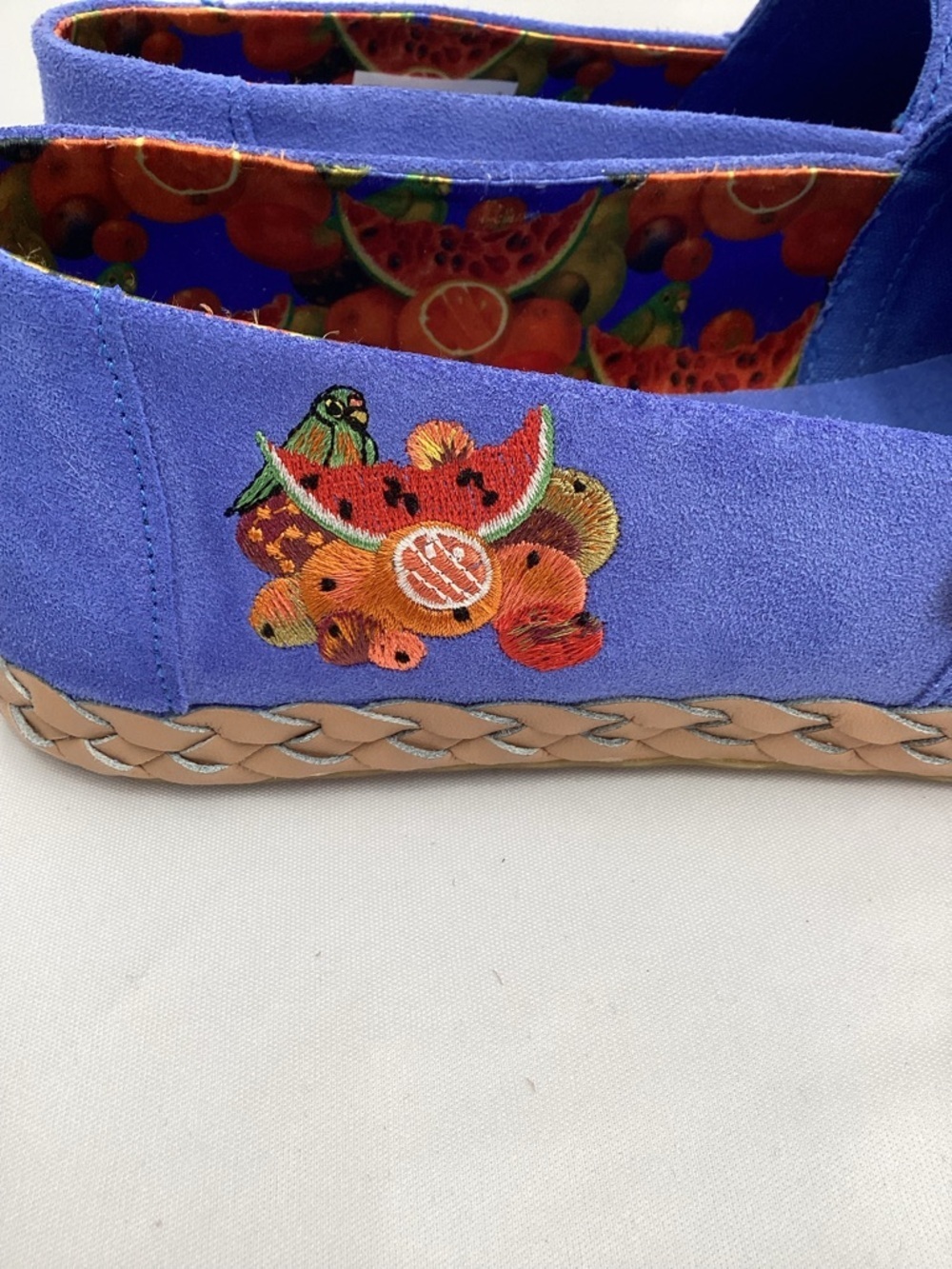 Toms Frida Kahlo Alpargata Slip-On Flats with Fruit Embroidered &Fruit Rosette - Picture 8 of 12